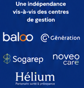 Logos des centres de gestion : Baloo, Génération, Sogarep, Noveo Care, Hélium
